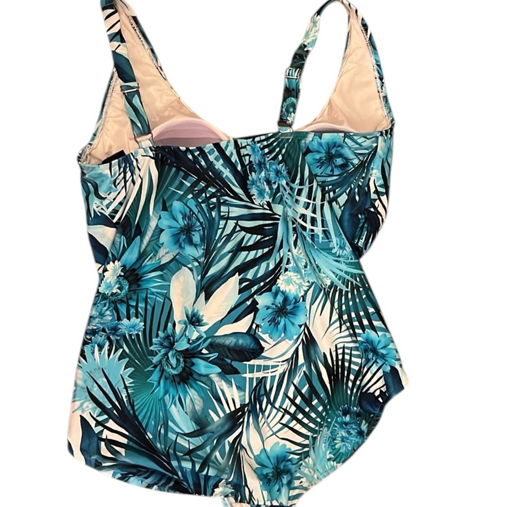 Maxine of Hollywood Blue One Piece Swimsuit Minimizer Size 18W New NWT Minimuze - Picture 2 of 8